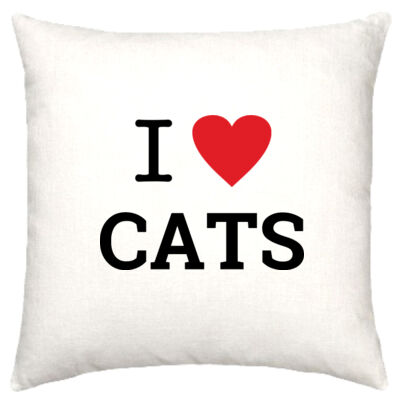 I Love Cats Linen Cushion Cover  Thumbnail